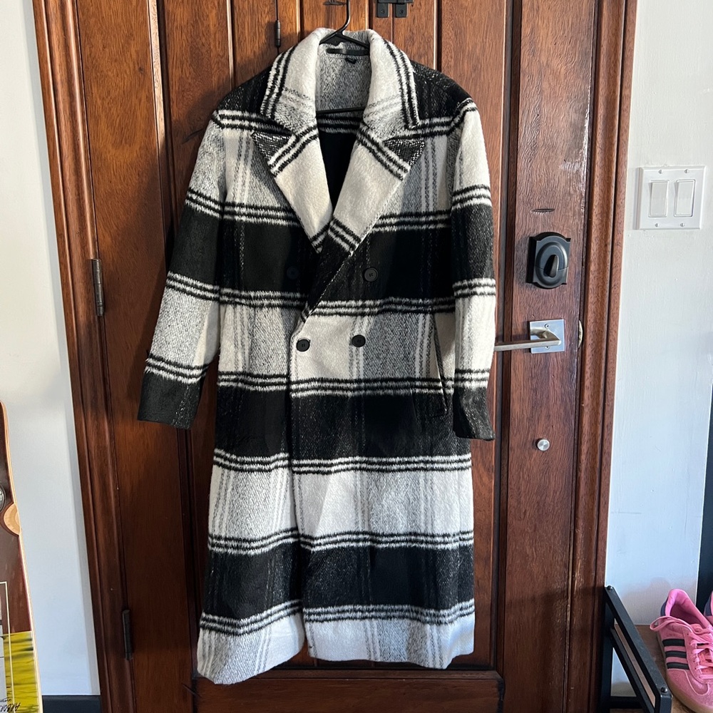 All Saints plaid wool oversized coat size small